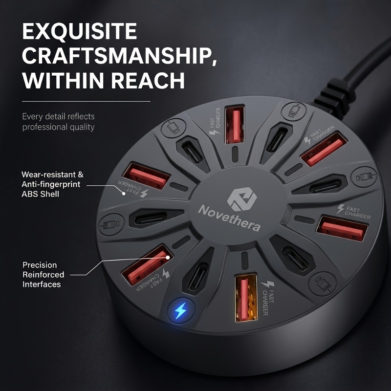 TEMU Circular 12 Port Usb (6 Usb Ports 6 Type-c Ports) Supports Up To 66w Fast Charging. Support Charging Multiple Devices To Solve The Problem Of