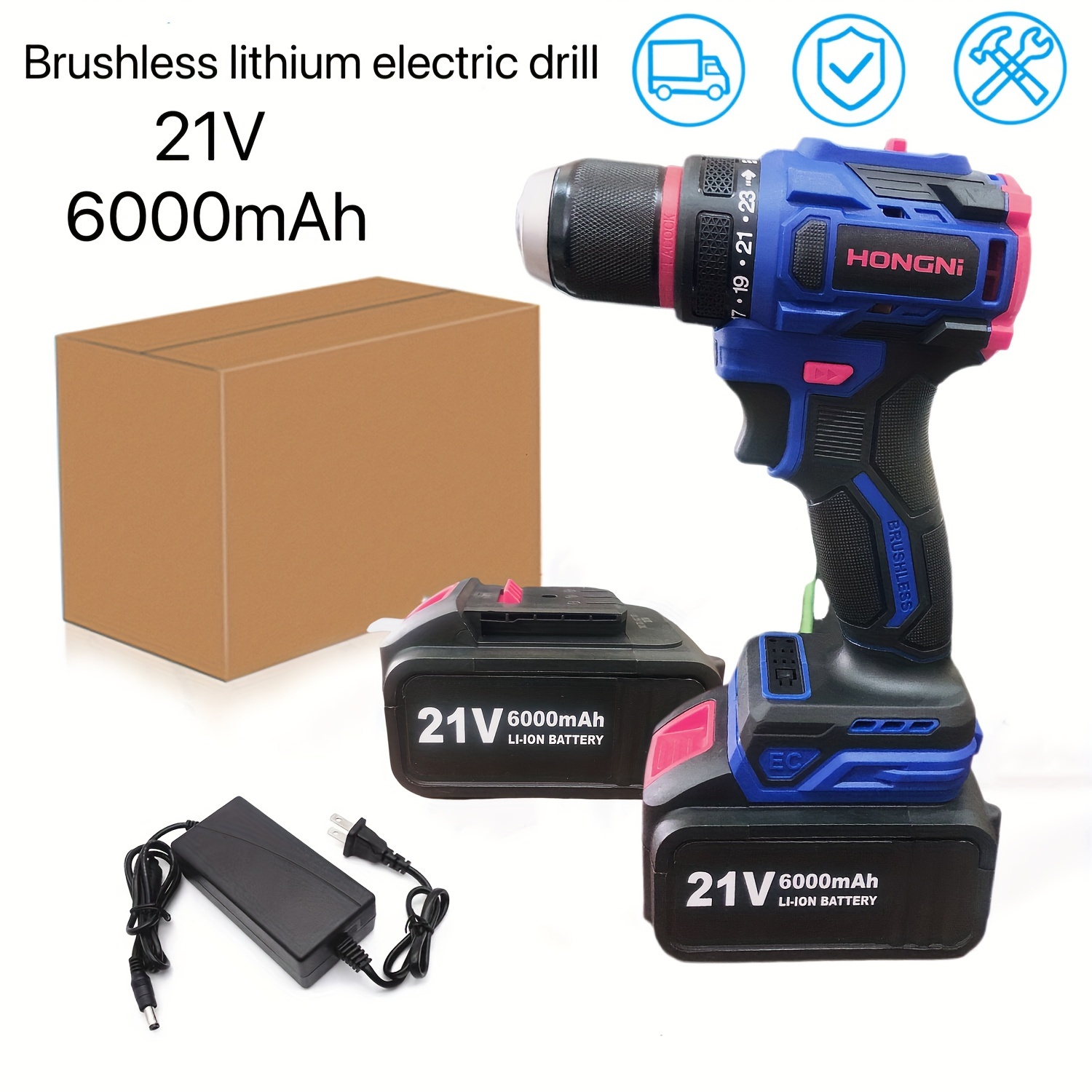 Cordless Impact 48vf Electric Drill High Power Lithium - Temu