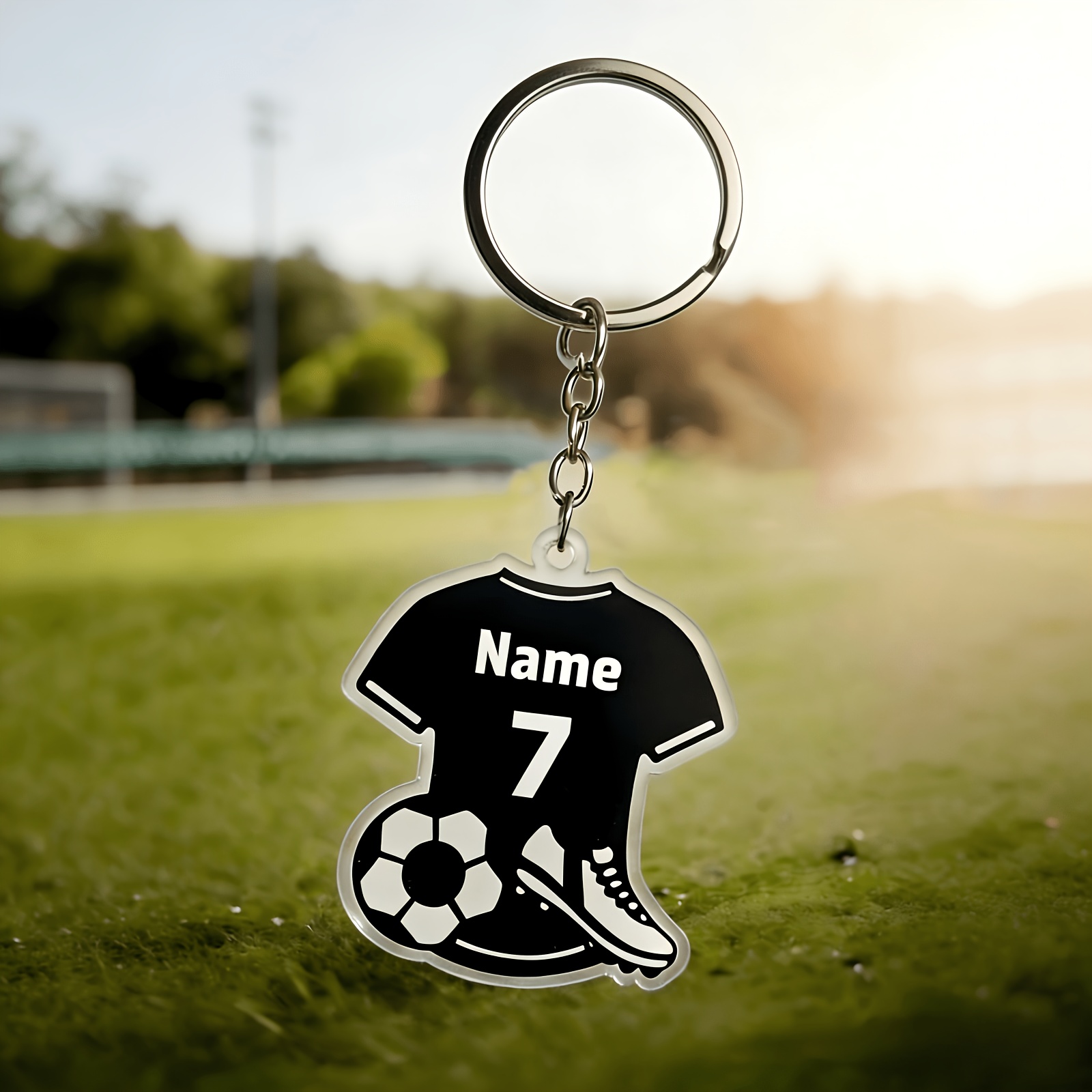 TEMU 2d Flat, 1pc 2d Flat Custom Soccer Jersey Keychain - Personalized Name And Number, Soccer Ball And - Birthday, Anniversary, Graduation Gift For