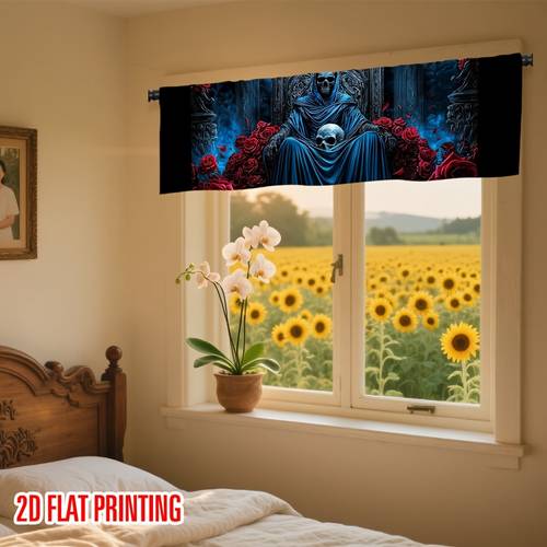 Artikelbild 2d flat - 2d flat - 2d flat fenster vorhang, 1 stück halloween gothic totenkopf vorhang, eine künstlerische atmosphäre, verbessert ihre dekoration mit kreativität, ideal für kurze fenster in kunststudios, galerien, schlafzimmern und wohnzimmern
