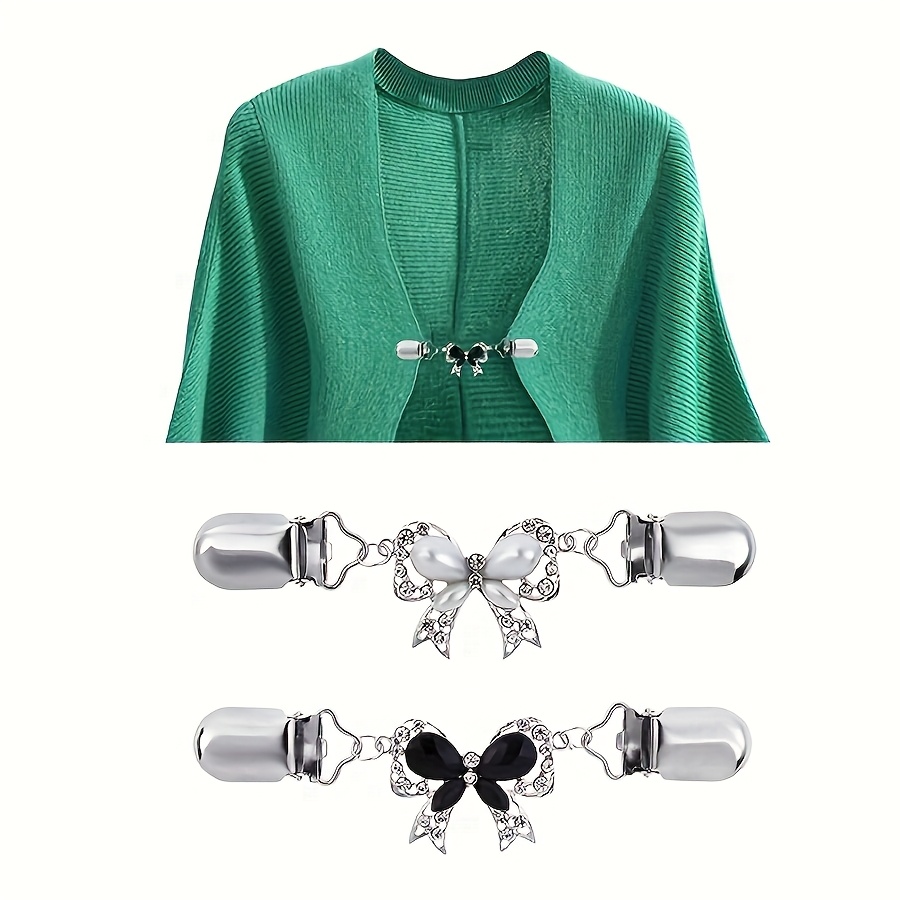 E-shop 2-teilige Damen-Strickklammern, Schleifenknöpfe für Cardigans – Dekorative Sport-Schal-Klammern passend zu verschiedenen Outfits