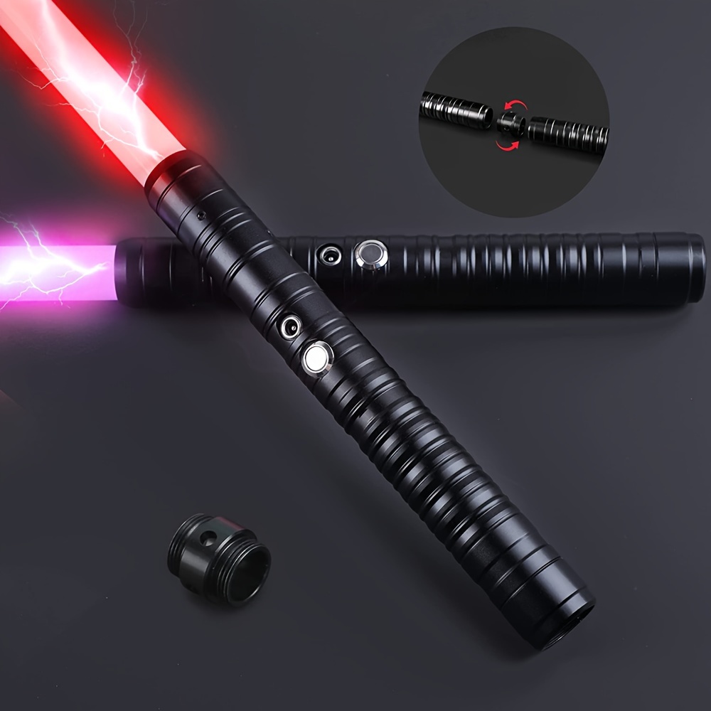 

Light Up Saber Rgb 14 Colors Change Usb Rechargeable Metal Handle Light Sword Double- Change Heavy Dueling Sound Light Handle Led Usb Charging