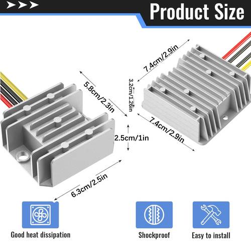 12v 10a 120w 12v 20a 240w step down converter 17 55v to 12 reducer voltage regulator transformer with fuses holder wire terminals for golf cart truck vehicle 16 14awg wire