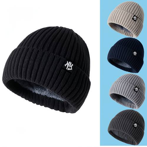 1pc solid color athletic hat fleece lined thickened warm winter outdoor headband windproof brim cap friendly hat suitable for cold autumn and winter