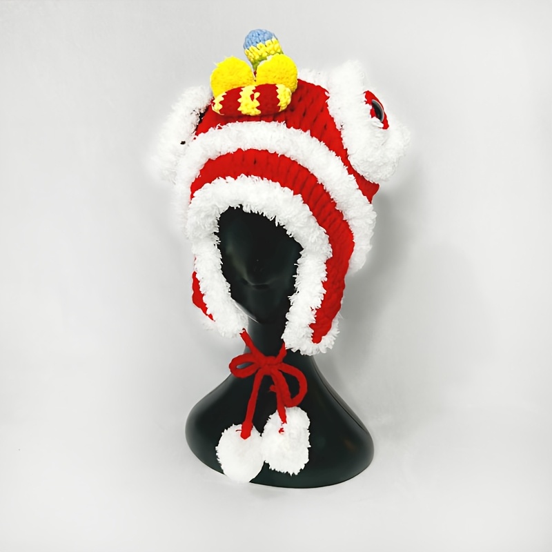 TEMU A Hand-crocheted Chinese Ethnic-style Lion Dance Hat, Suitable For Chinese People Working To Experience The Chinese New Year's Elements