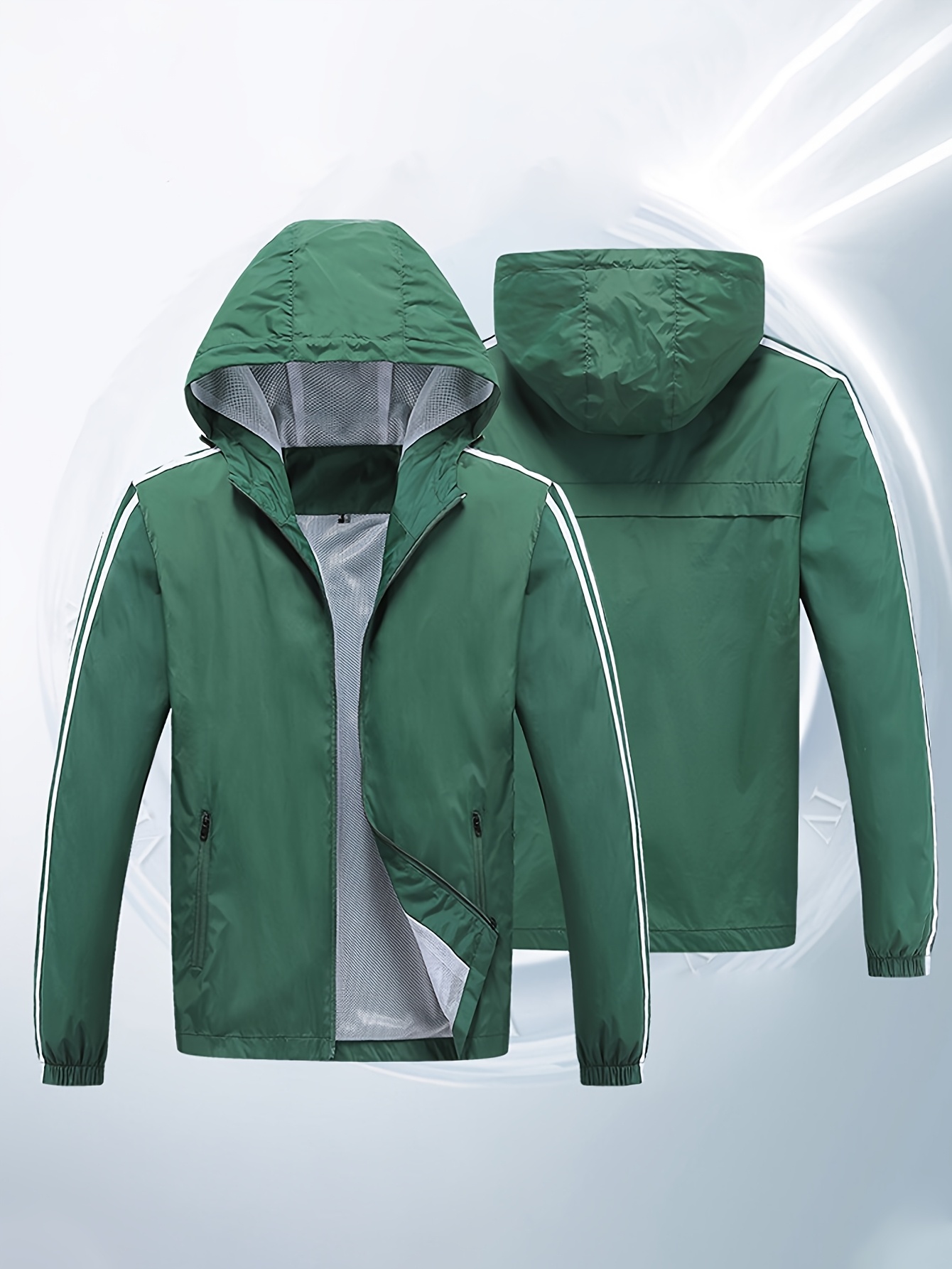 New Spring And Autumn Men'S Jacket with a Hood, Casual Sports Outdoor Wear Featuring Three Stripes, Popular Men'S Clothing That Is Comfortable, Versatile, And Flattering