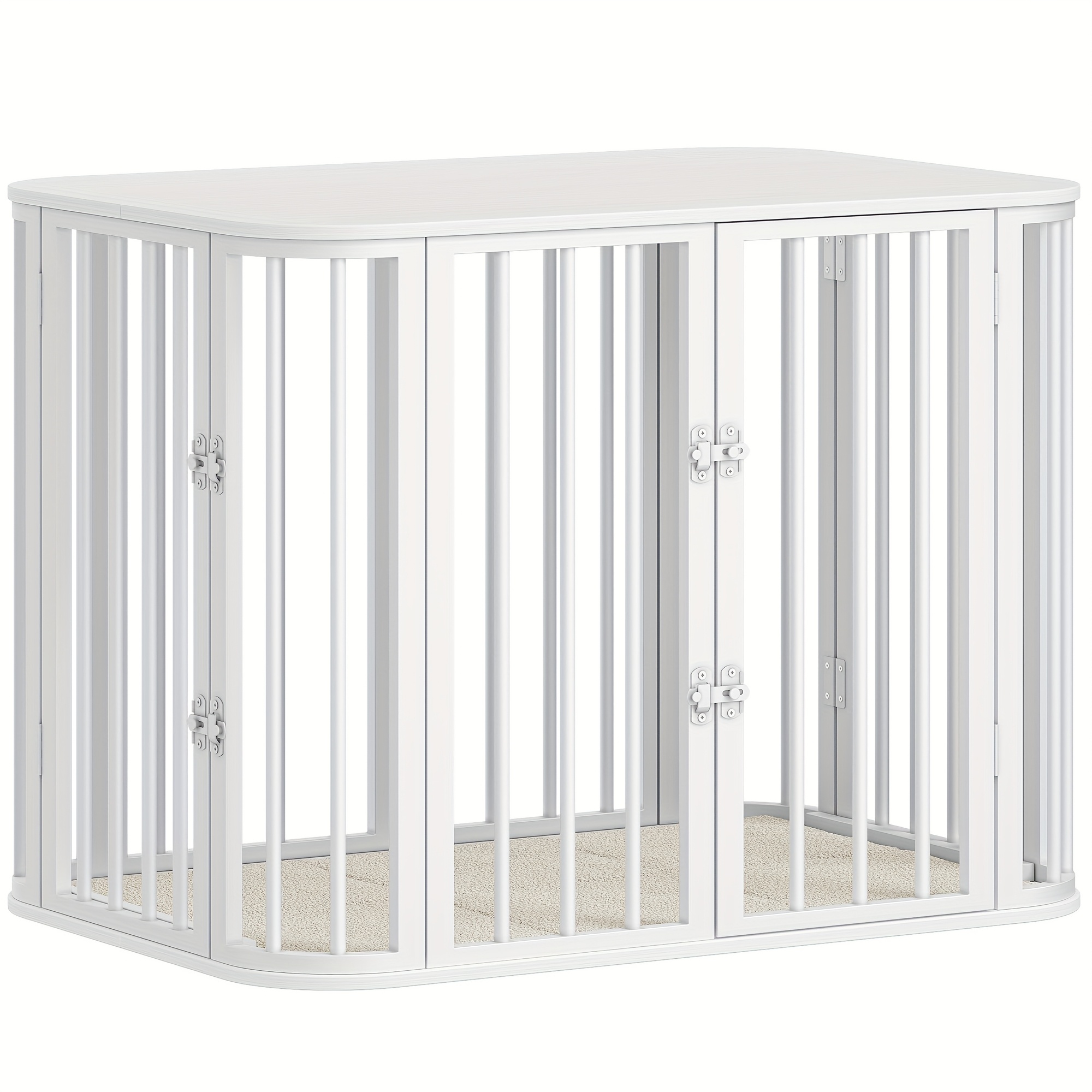 Modern White Wooden Dog Crate & Cage Suitable For Small/medium Dogs - Multi--proof Kennel With Removable, Convertible Side Table, Thickened Wood & For French, Corgi, Dachshund - Indoor Pet