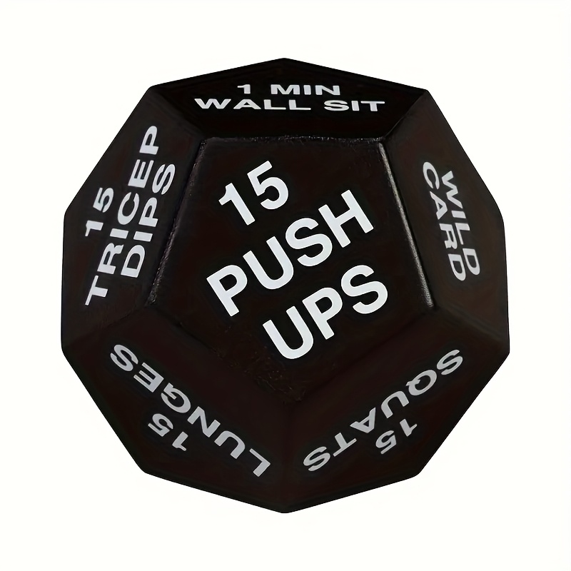 1pc 12-Face Fitness Stress Ball - Black with Red Text, 18 Jump Squats &amp; 30 Situps Instructions, Ideal for Hand Grip Strength Training, Exercise Equipment | Dodecahedron Design | Foam Construction, Stress Ball for Home Gym, Home Gym Equipment | Dodecahedron Stress Ball | Foam Construction, Stress Ball