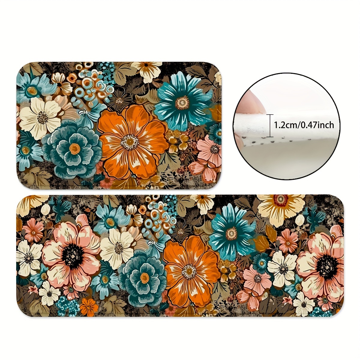 

1/2pcs, Farmhouse Area Rug, Flower Kitchen Rugs And Mats Non Skid Washable Absorbent Microfiber Kitchen Mat For Floor, Non-shed, Non-slip, Family & Pet Friendly - Premium Recycled Fibers