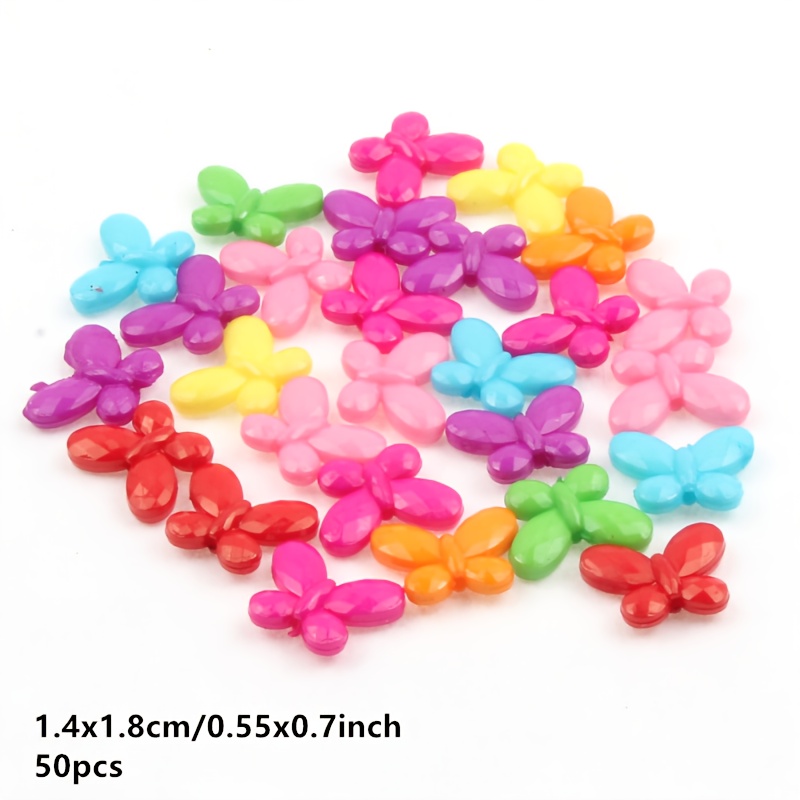 TEMU 50 stuks Creatieve Kleurrijke Vlinder Acryl Kralen, Geschikt voor 'Vriendschap Handgemaakte Ketting Sieraden Maken
