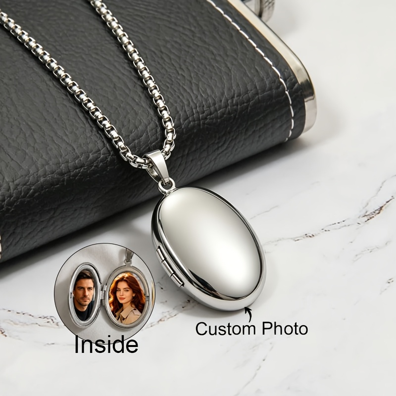 Customizable Stainless Steel Photo Heart Pendant Necklace