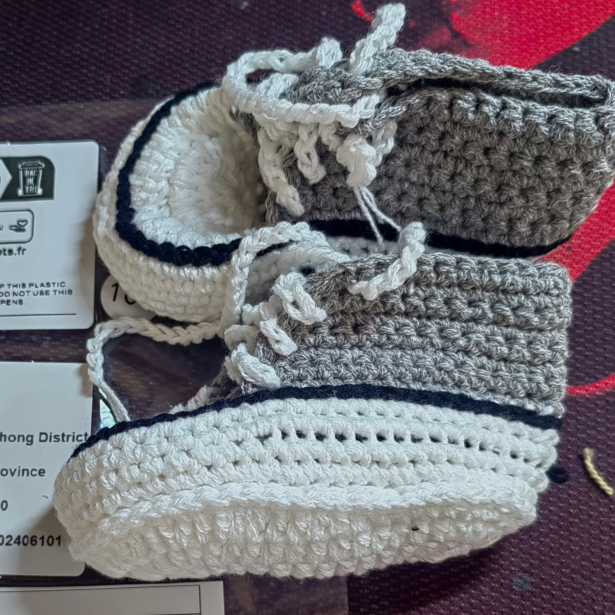 Image of Adorable Hand-knitted Children's Shoes - Soft Fabric, Round Toe Design, Lace-up And Styles. Gift Shoes For Baby Boys