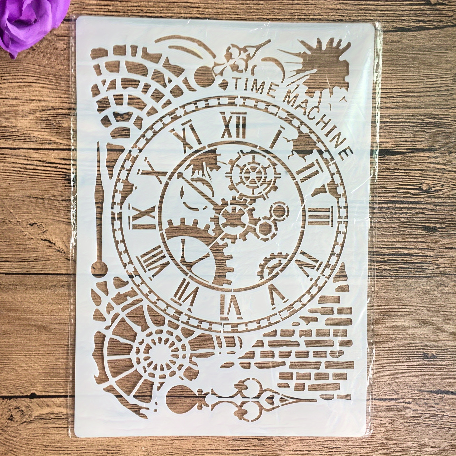 A4 Size Clock Flower Wall Painting Stencils Stamp Album Decorative Embossing Craft Stencil