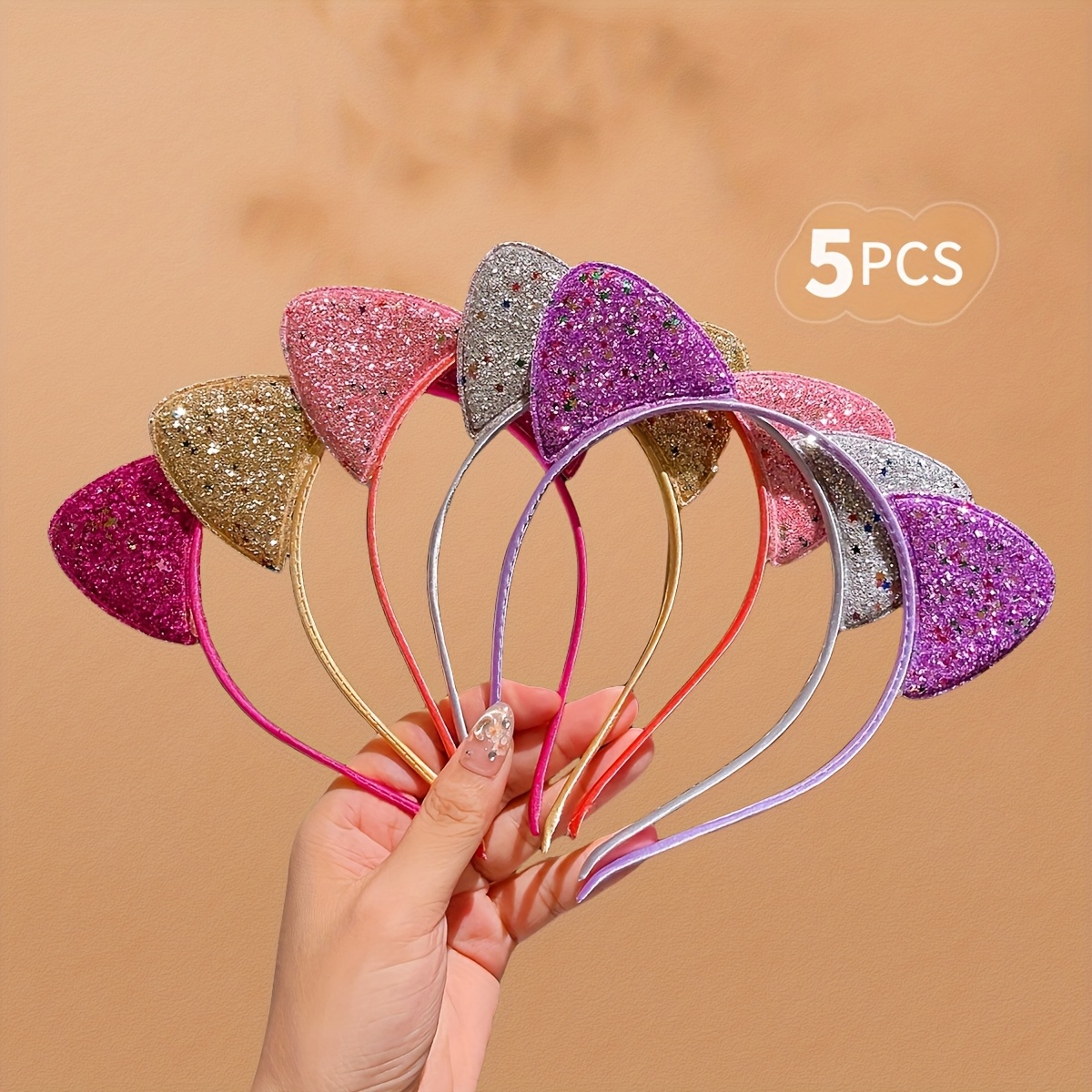 5 ' Headbands With Colorful Cat Ears, Cute Hair Additions