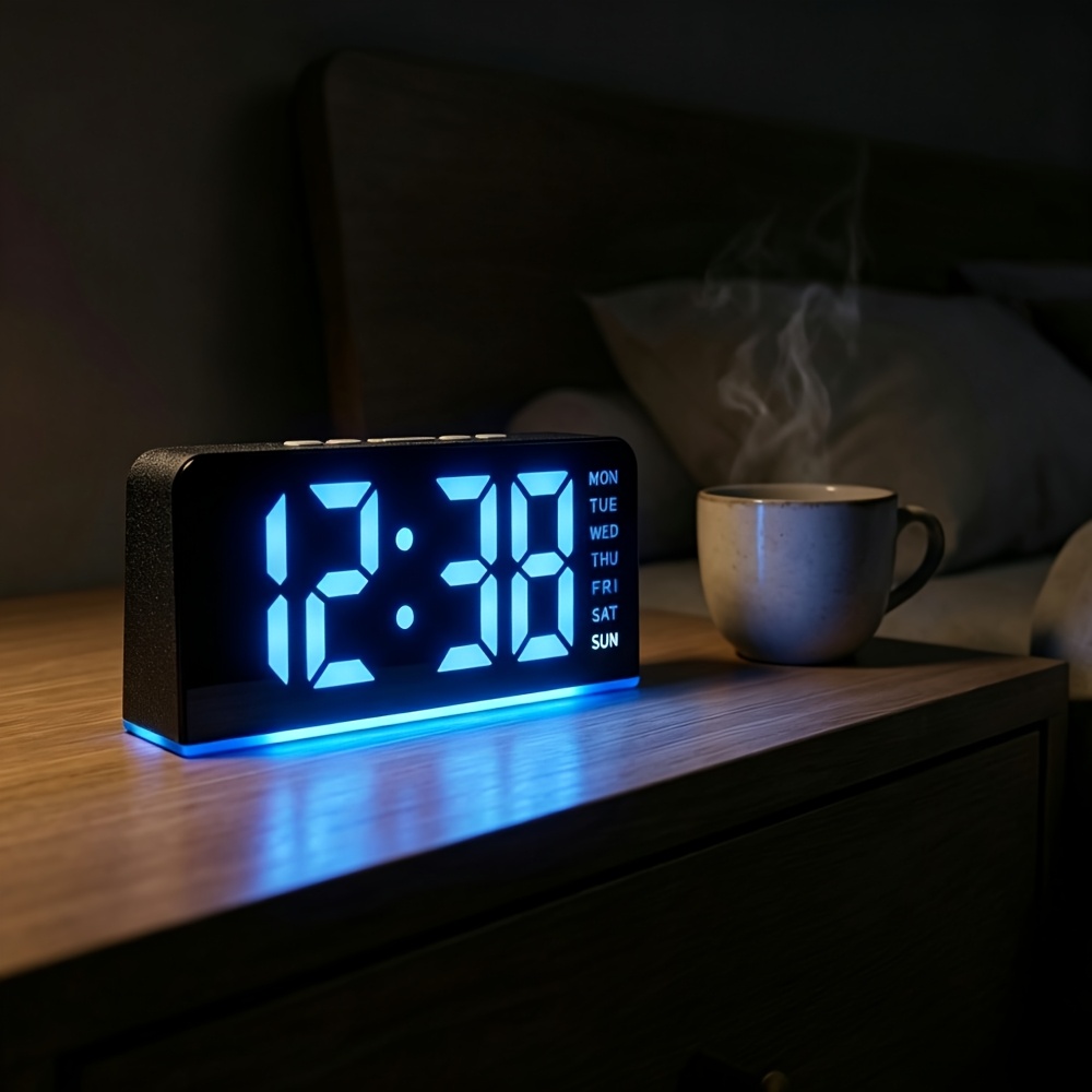 TEMU Digital Alarm Clock, Large Led Digital Clock For Bedrooms, Adjustable Brightness, Usb Charging Port, Bedside And Desk Clock For Living Room