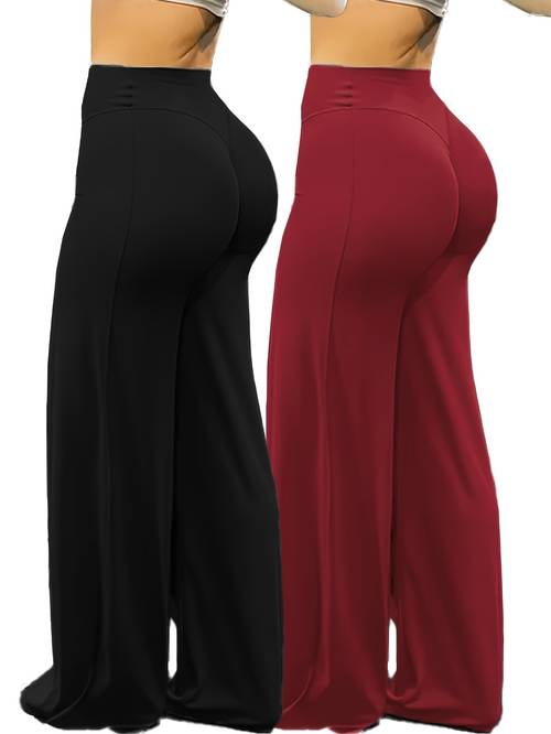 two cross border womens large sized yoga wide leg pants for sports fitness outdoor yoga exercise and daily casual wear