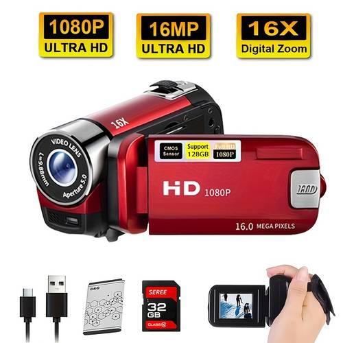 handheld dv digital camera with 1080p full hd video recorder 2 4 lcd screen 32gb memory card included point shoot camera for vlogging youtube beginner photography avi format