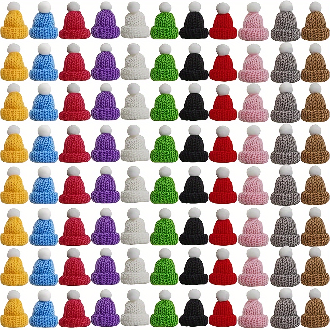 

88pcs Mini Knitted Hats Assortment, Christmas Craft Miniature Yarn Beanies For Diy Art & Handicrafts, Color Bulk Pack For Doll Making, Seasonal Decorations & Party Favors, Suitable For 14+