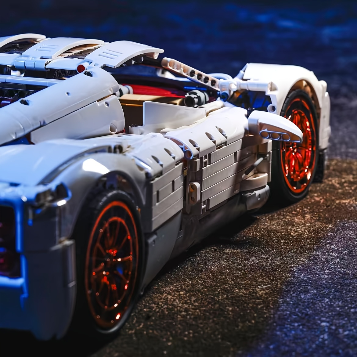 Image of [2026 New] 1:8 Scale White Retro Supercar Building Blocks 4919+ Piece Car Model, Hobby Set Birthday Gift Holiday Gift High Difficulty Assembly