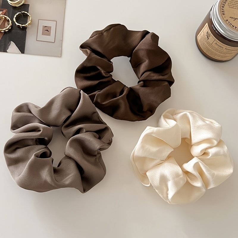 

3pcs/5pcs Elegant Satin Scrunchies - Soft, High Elasticity Hair Ties For Women & Girls, Solid Colors