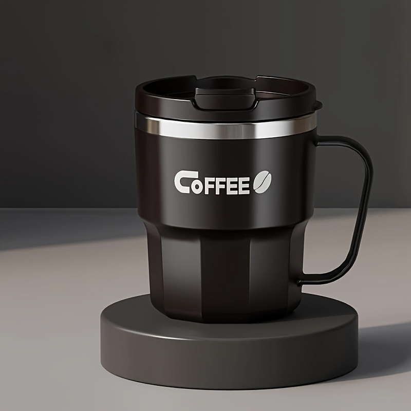TEMU 1pc Coffee Mug With Lid, Double-layer Thermal Travel Cup, Reusable Portable Cold And Hot Cup, Suitable For Hot And Cold Drinks; Christmas,