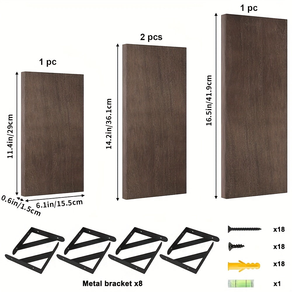 TEMU 4pcs Rustic Floating Shelves For Wall, Shelves For Storage Of Empty Walls, Wall Mounted Shelf For Home Decor, Bedroom, Living Room Office