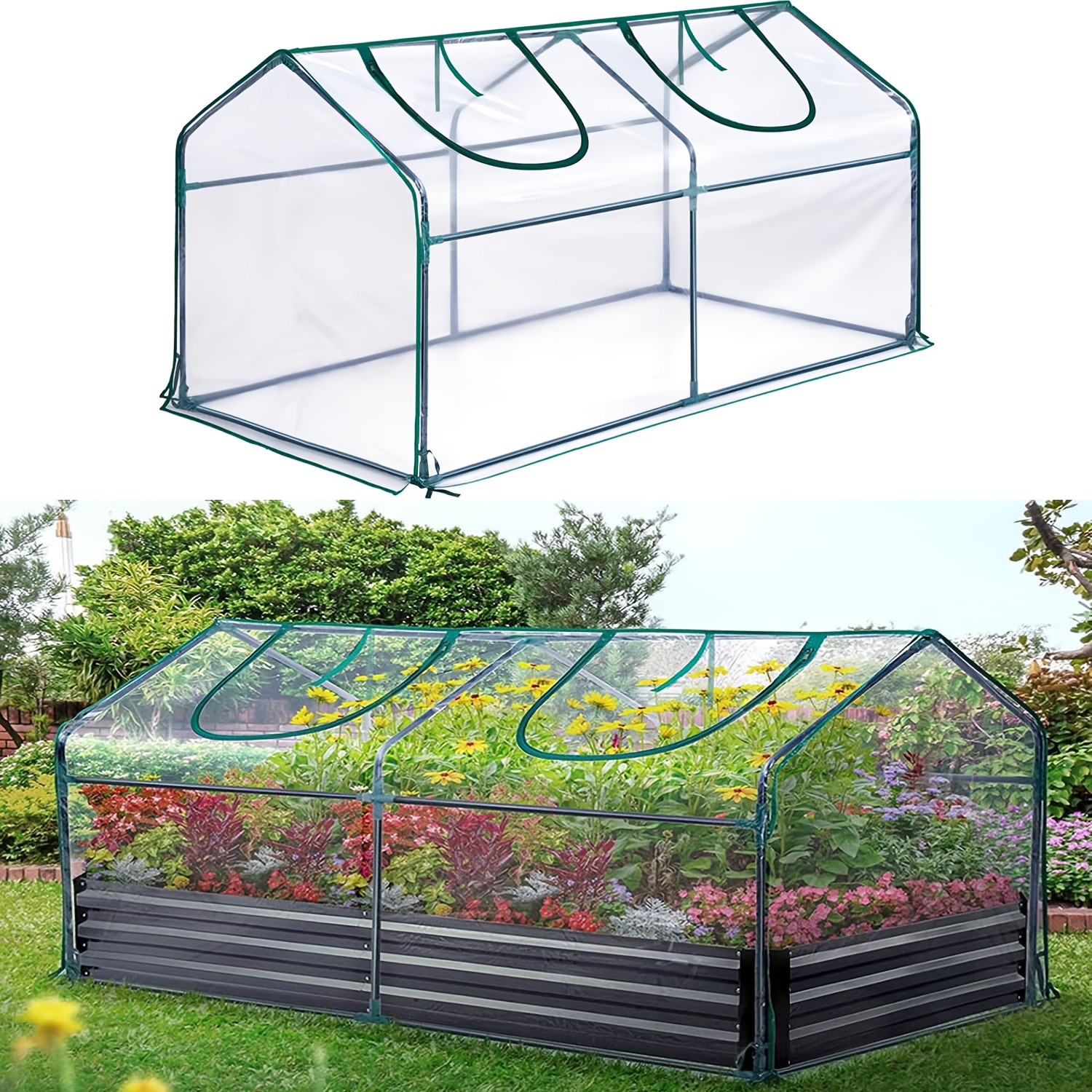 TEMU Portable Mini Bell-shaped Greenhouse, Plant Insulation Cover With Elevated Base, Reinforced -transmission Greenhouse, Suitable For Indoor And Outdoor Use