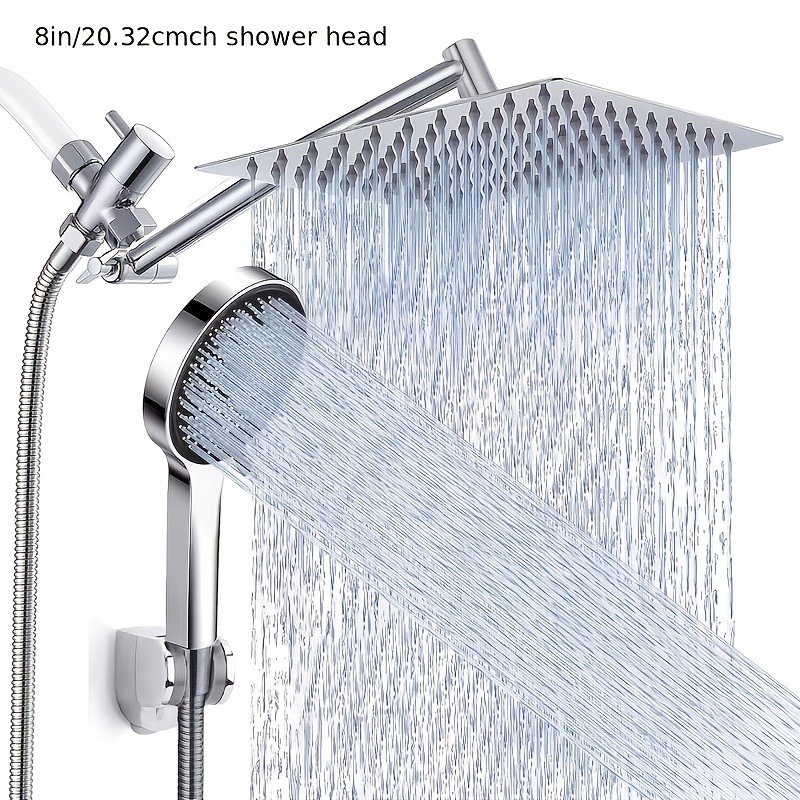 TEMU Shower Head, High Pressure /handheld Shower Combo With Extension Arm, 9 Settings, Anti-leak Shower Head With Holder, Height/angle Adjustable,