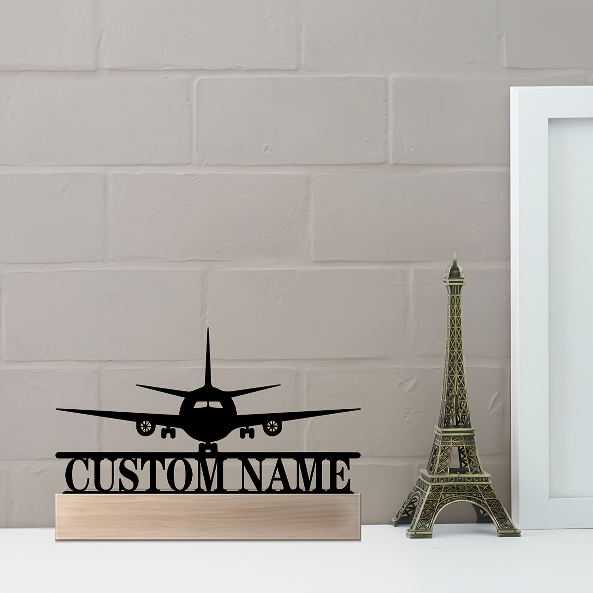 TEMU A Customizable Iron Airplane Decoration - Personalized Name, Black Outline Design, Suitable For Home And Office Desk Decor, Perfect For Aviation