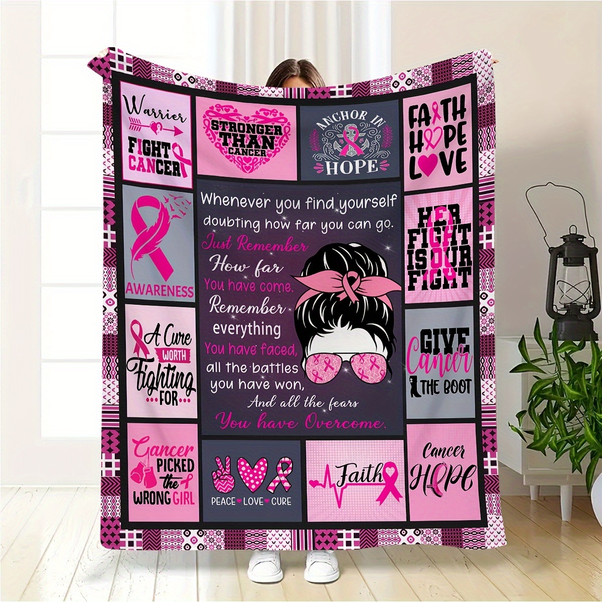 

Encouraging Cancer Warrior Throw Blanket - Modern Style, Soft And Comfortable, Suitable For All Seasons, Machine Washable, 39.4"x27.5" (100cm X 70cm)