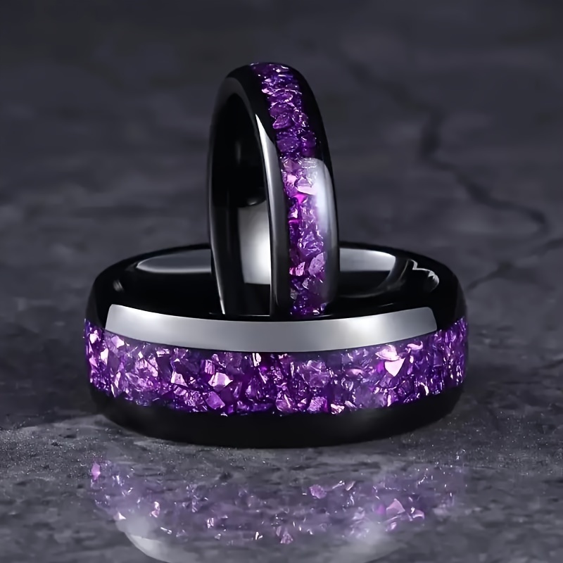 

1 Piece Of 4/8mm Purple Wedding Ring Couple Jewelry, A Birthday Or Anniversary Gift For Him And Her, A Matching Ring Set For Men And Women