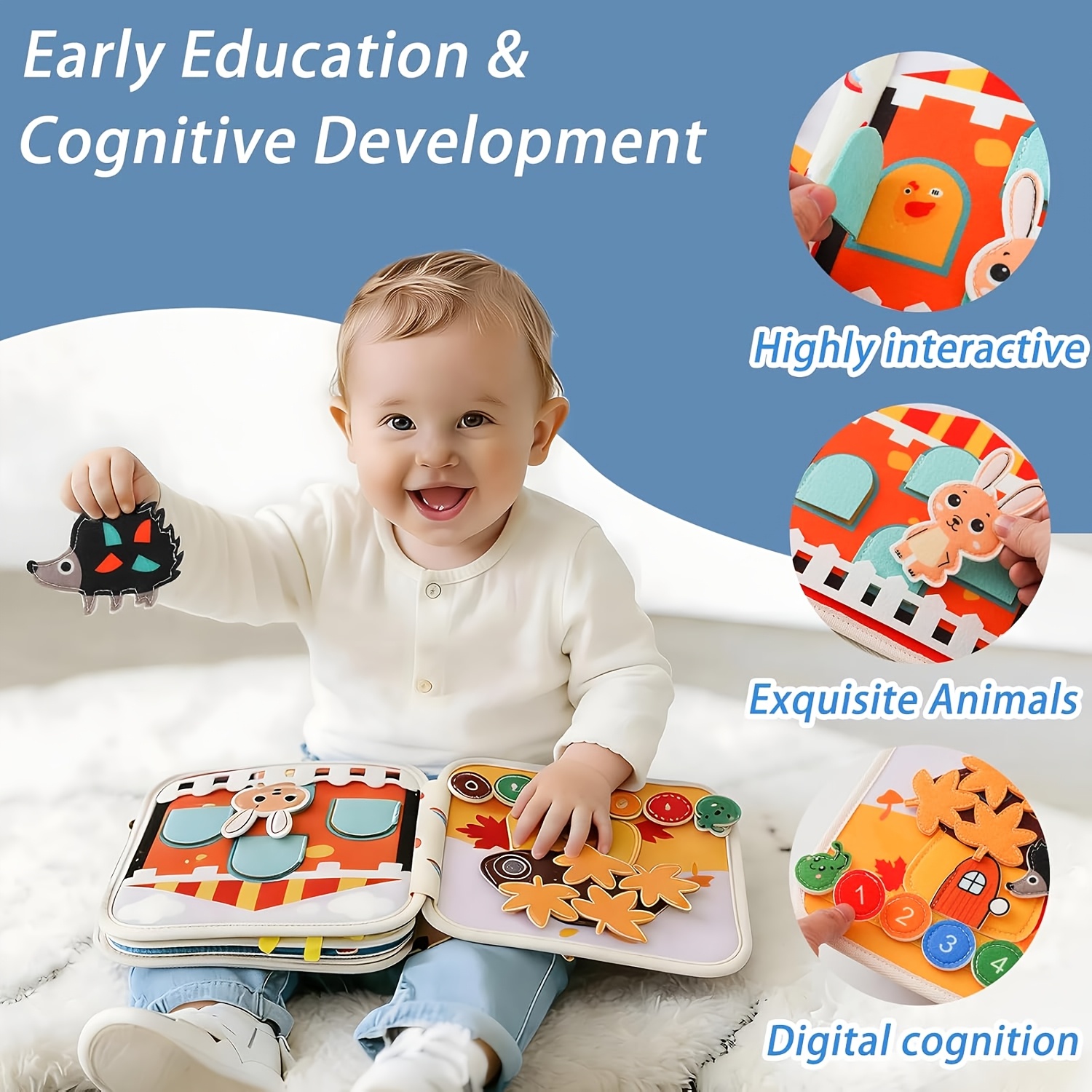 Tiger Cloth Book - Vibrant Colors, Features a Variety of Engaging Activities And Fun Animal Illustrations, Helps Develop 'S Motor Skills And Cognitive Abilities, Made of Tear-Resistant Felt, a Quiet Book for Early Education And Play