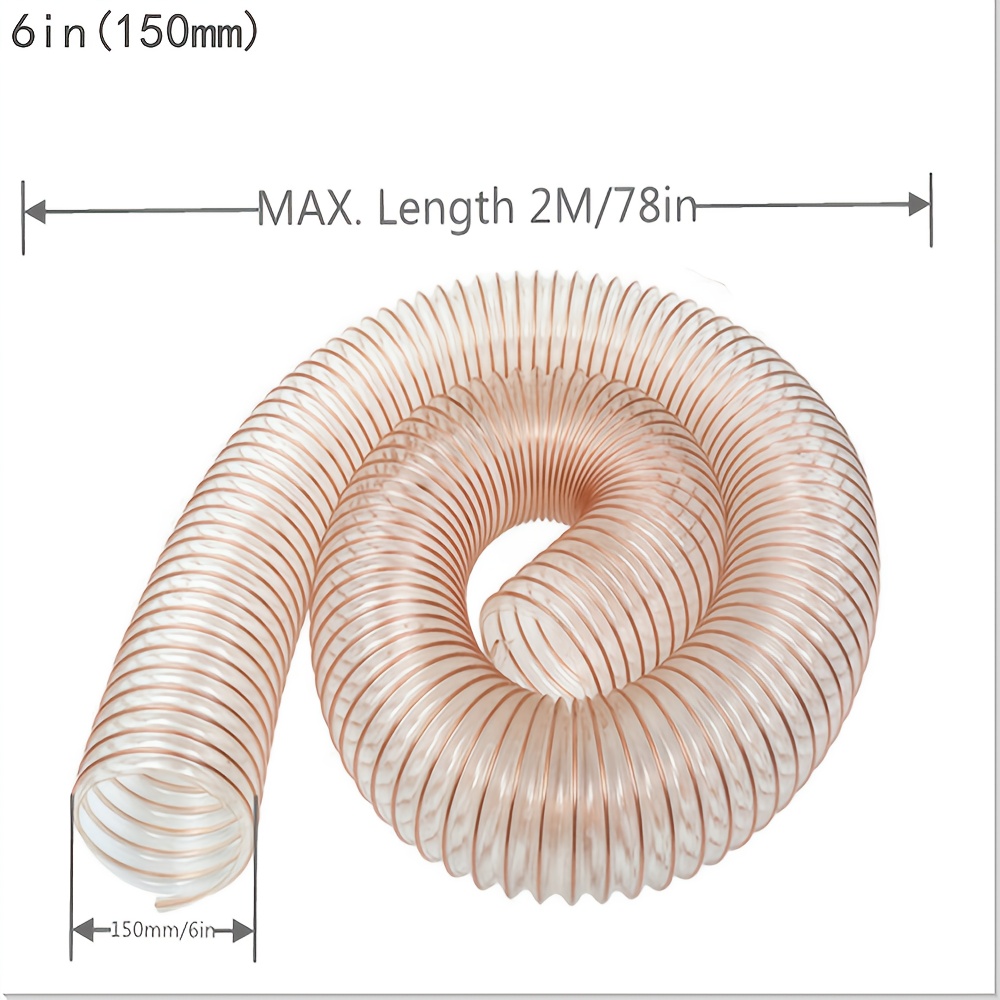 Image of 1pc 4inch 6inch 2m Pu Transparent Hose Use For Industrial &woodworking Vacuum Systems, Dust And Ventilation Equipment