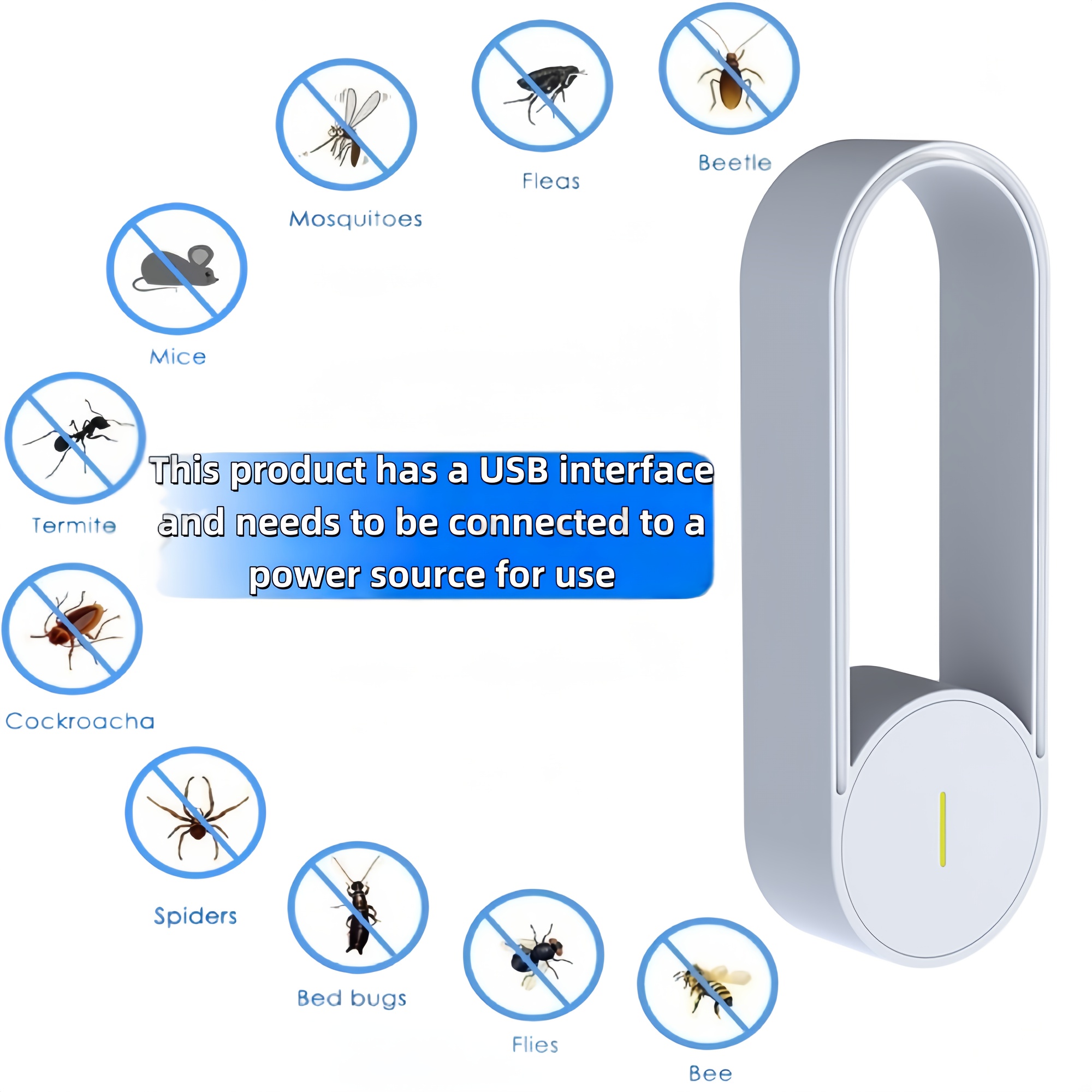 2025 neues elektronisches insektenabwehrgerät mit schalltechnologie, intelligentes elektronisches, leises insektenabwehrgerät, vertreibt   fliegen, mücken, kakerlaken, milben, bettwanzen und insekten, eliminiert sicher schädlinge für die ganze familie, breite abdeckung