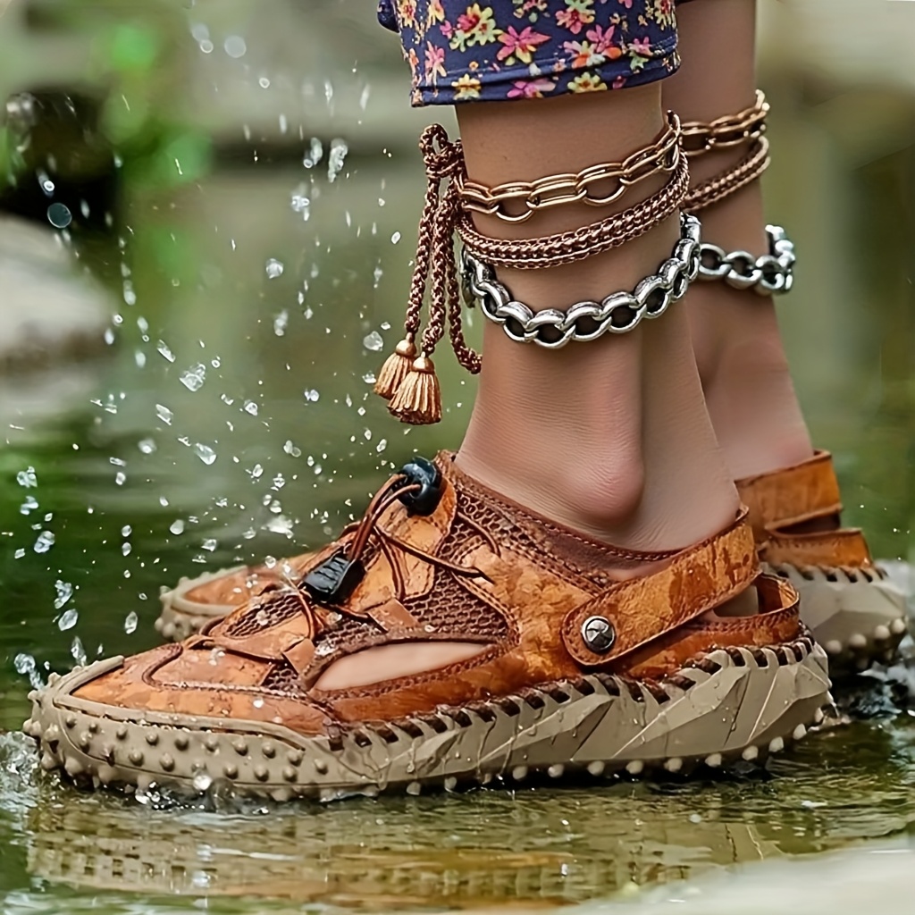 Women's Plus Size Outdoor Sports Sandals, Summer Breathable Fashion  Sandals, Outdoor Sports Hiking Sandals, Retro Hooded Cool Shoes