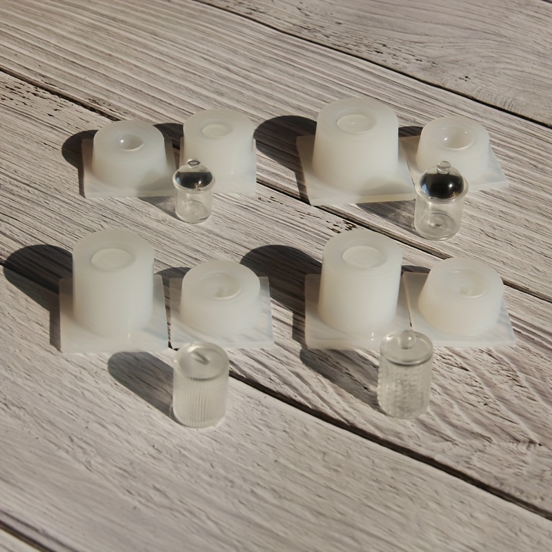 4pcs Set Of Small Jars Mini Dropping Glue High- Silicone Molds Kit Handmade With Lids Small Bottles Mini Bottles 3d Resin Liquid Molds Set