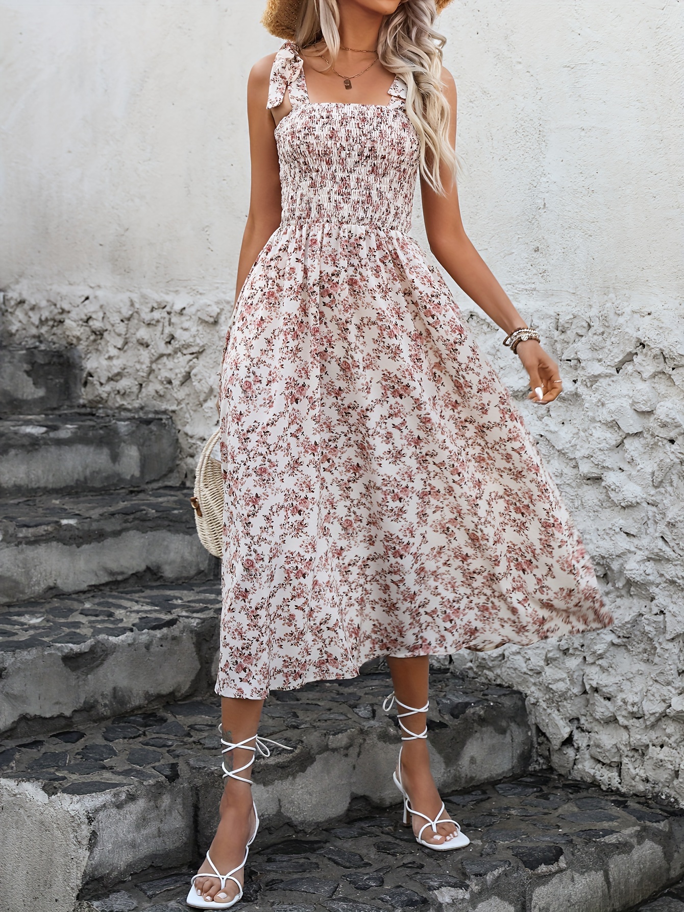 chinese dress ladies Embroidered Multicolor Floral Midi Dress main image 1