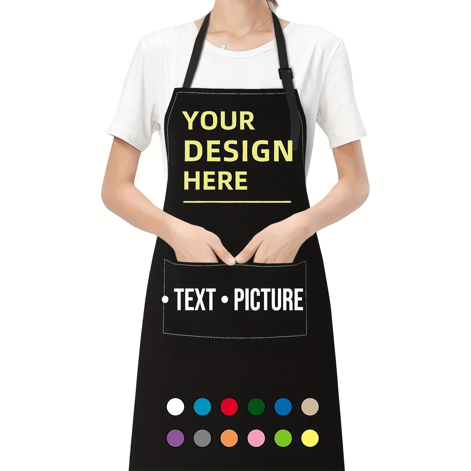 

Custom Personalized Apron For Cooking, Baking, And Grilling - Durable, Breathable, Waterproof, 100% Woven Polyester With Your Photo, Name, And Logo - Unisex Design