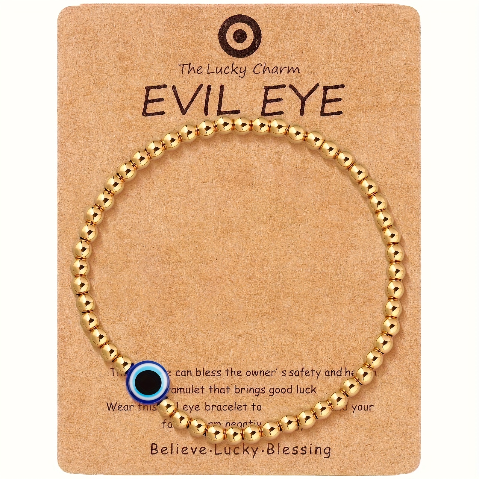 TEMU Bracciale da donna elasticizzato con perline /argentato, Occhio del blu che porta fortuna, braccialetto delicato e per coppie, fidanzate, per