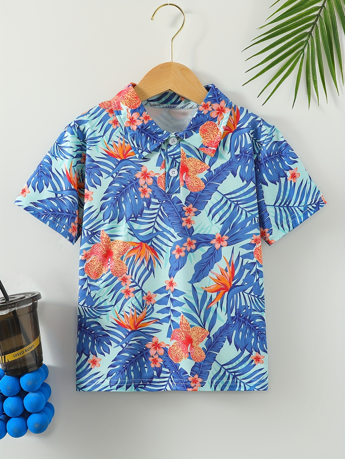 Boys Creative Casual Trendy Tropical Leaves Shirt Hawaii - Temu