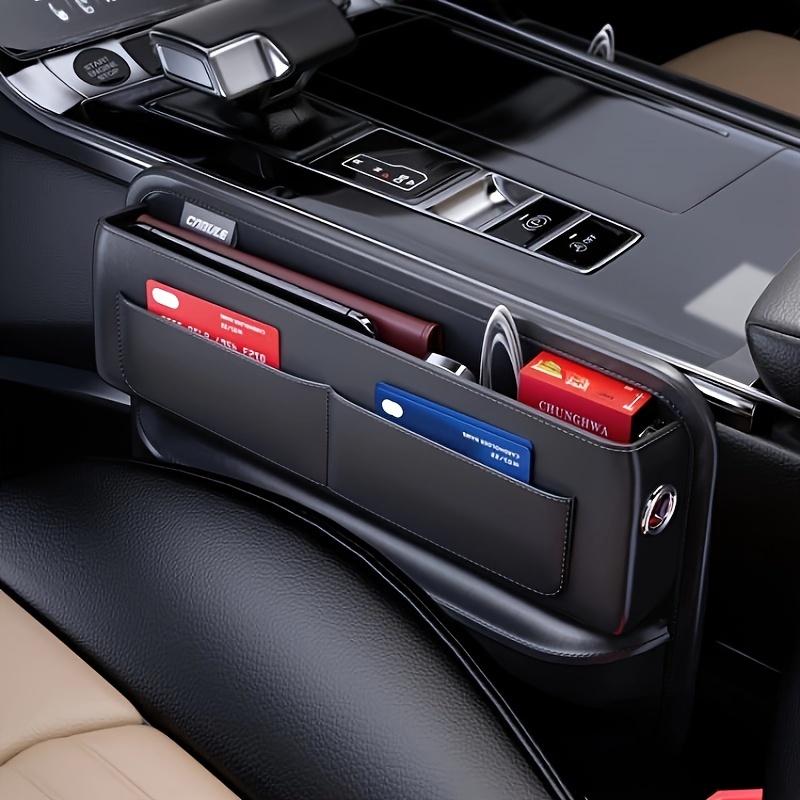 

Car Pu Leather Storage Box, Multi-card Main Passenger Storage Bag, Front Seat Automotive Adjustable Gap Padding, For Mobile Phones, Cards, Keys, Wallets
