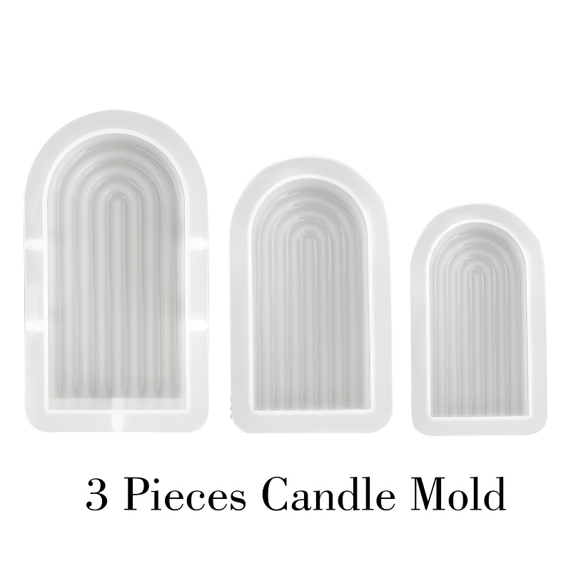 TEMU Lot de 3 moules à bougies arqués grands, moyens et petits, moules en , adaptés à la création d'art architectural , idéaux pour la fabrication de