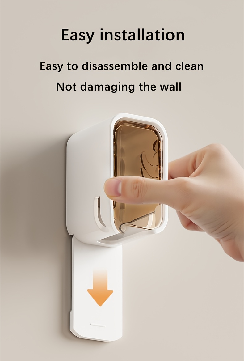 wall mounted toothbrush holder no drill installation mini storage box for electric and manual toothbrushes space saving bathroom accessory plastic material toothbrush storage modern bathroom decor durable plastic bathroom decor and accessories Product details 1
