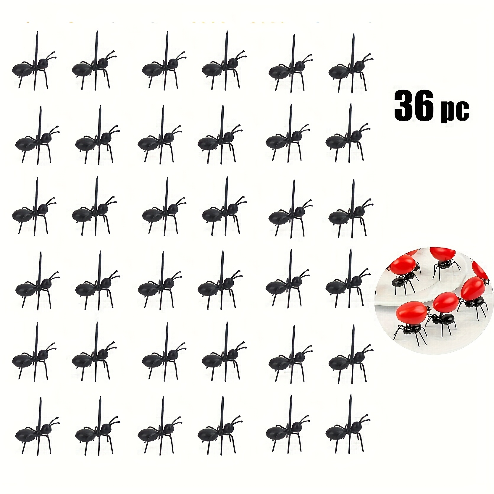 

36pcs Ant-shaped Plastic Toothpicks, Reusable Forks For Snacks, Cake, Party Series Picks, Dessert Fork, Animal Appetite