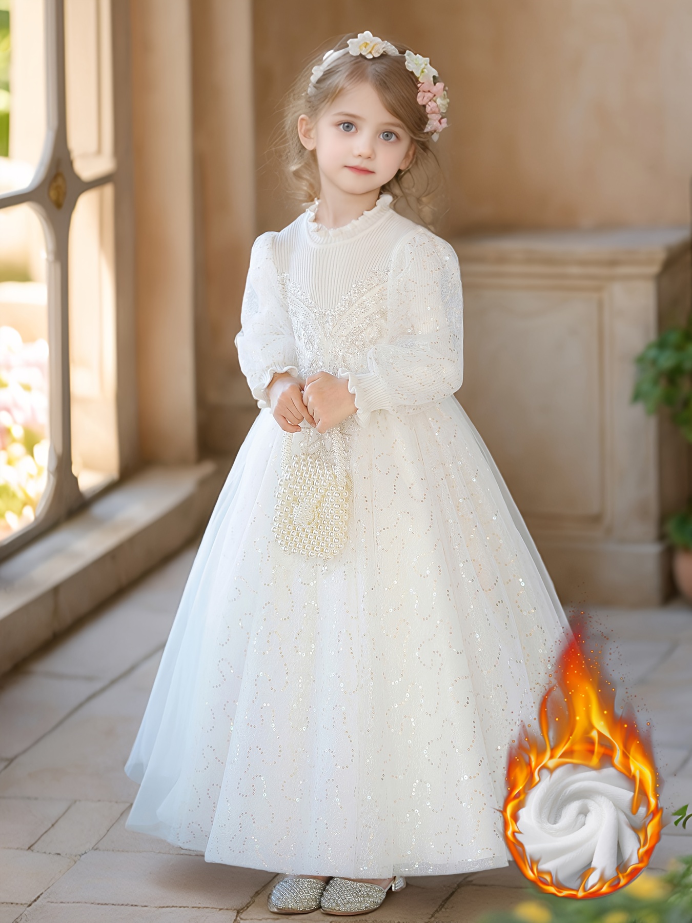 sachin and babi light blue dress Girls' Winter High-End Flower Girl Wedding Dress main image 0