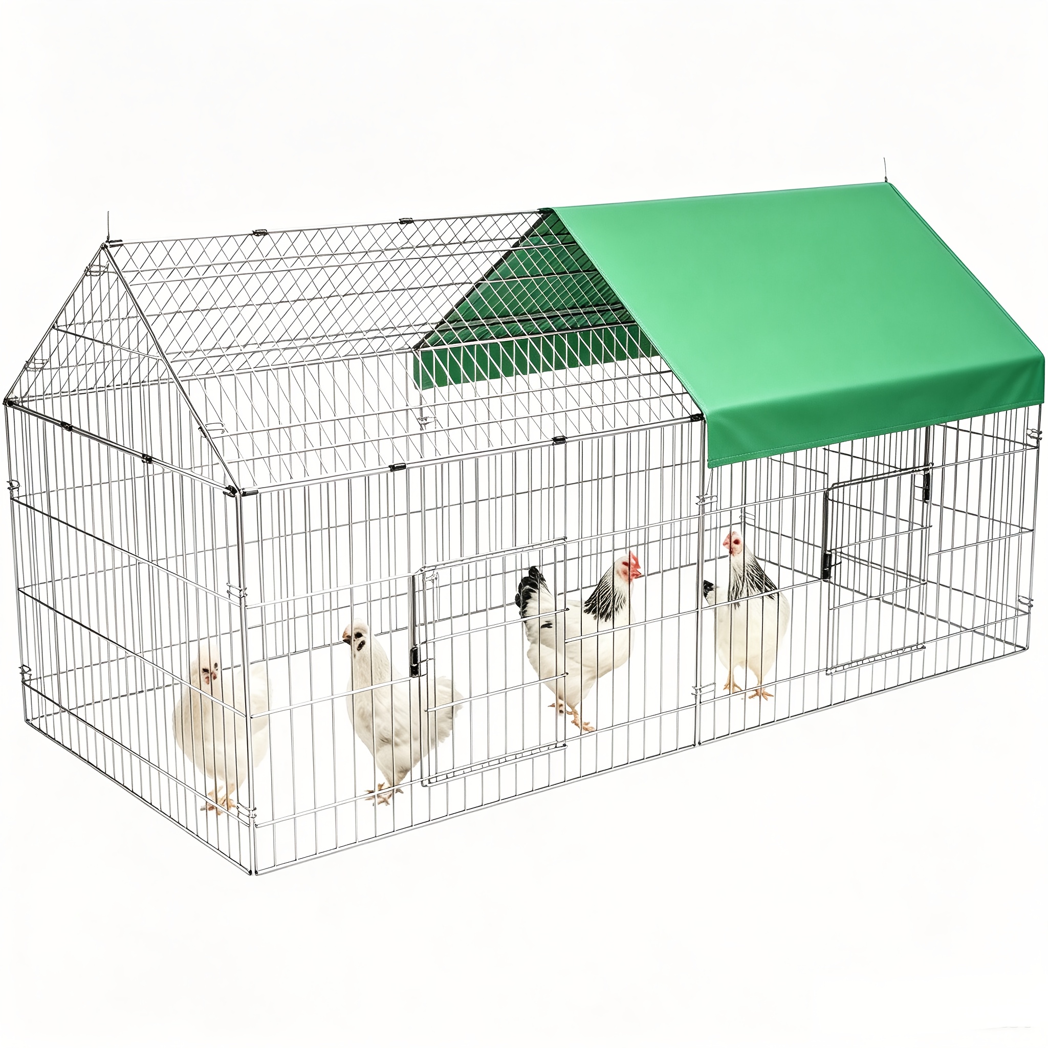 TEMU 181x74x75cm Chicken Coop, Metal Pen For Yard With Cover, Outdoor Chicken Cage Enclosure Crate, Outside For Small Animals Duck Rabbit Hen