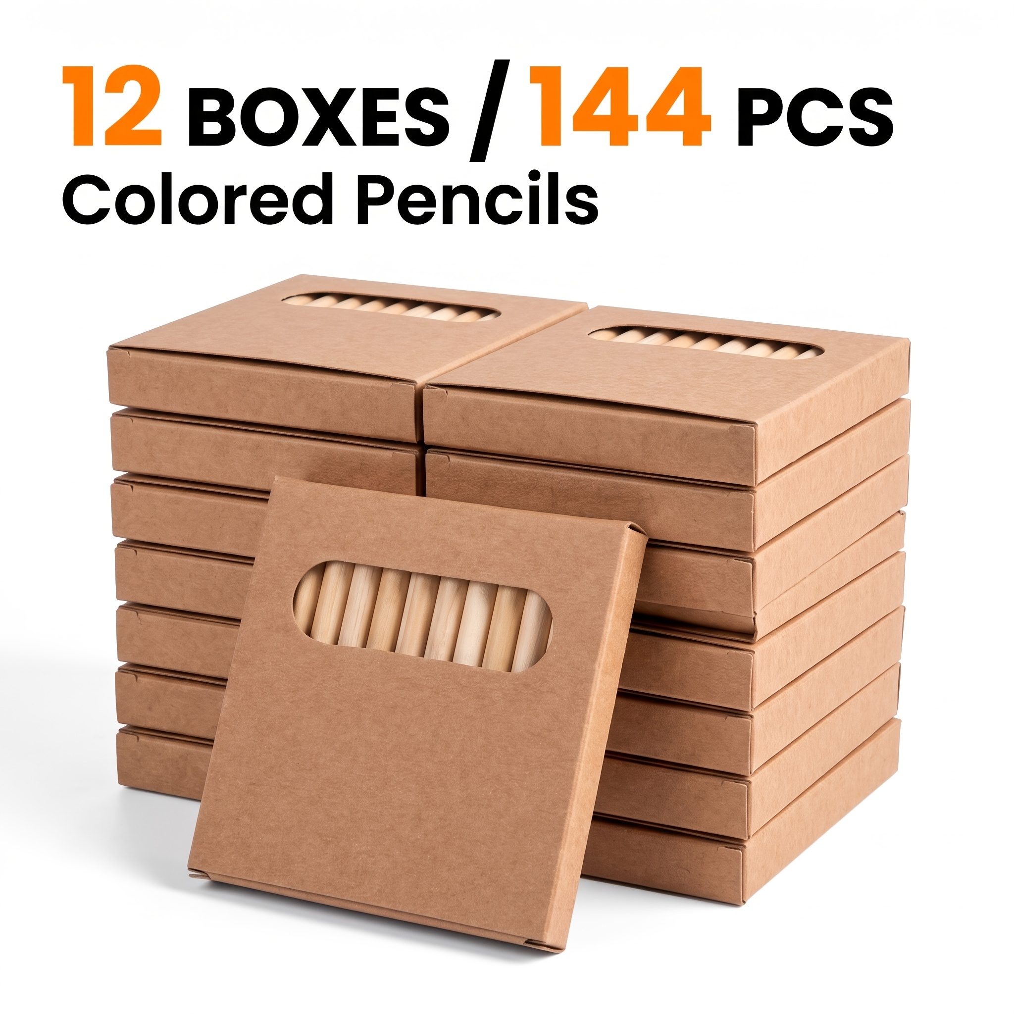 TEMU 144 lápices redondos de madera natural, paquete de 12 cajas, lápices cortos preafilados, herramientas de pintura, adecuados para uso artístico