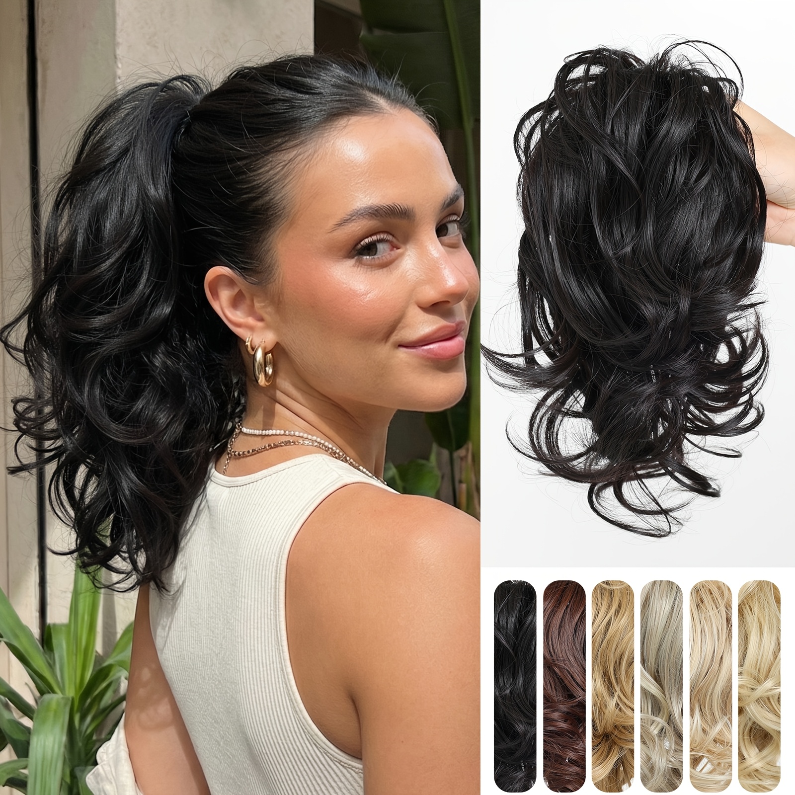Clip-in Short Loose Curly Synthetic Hair Ponytail/bun Pigtail Extension – Women, Suitable For All Hair Types, No Glue Needed, Clip-in Volume & Length Extensions, & Length For Ponytails, Buns, Pigtails