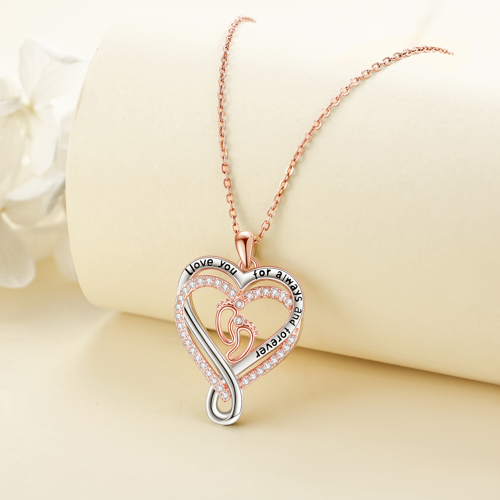 S925 Sterling Silver Footprint Necklace — Gift for Expecting Mothers