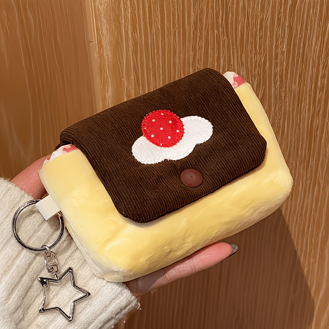 TEMU 1pc Pudding Mini Wallet And Card Holder, Compact And Portable, Perfect For Storing Cash, Bank Cards, , Earphones, Keys, And Other . Soft And